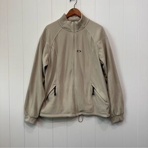 Oakley Beige Fleece Jacket with Logo men’s size Large